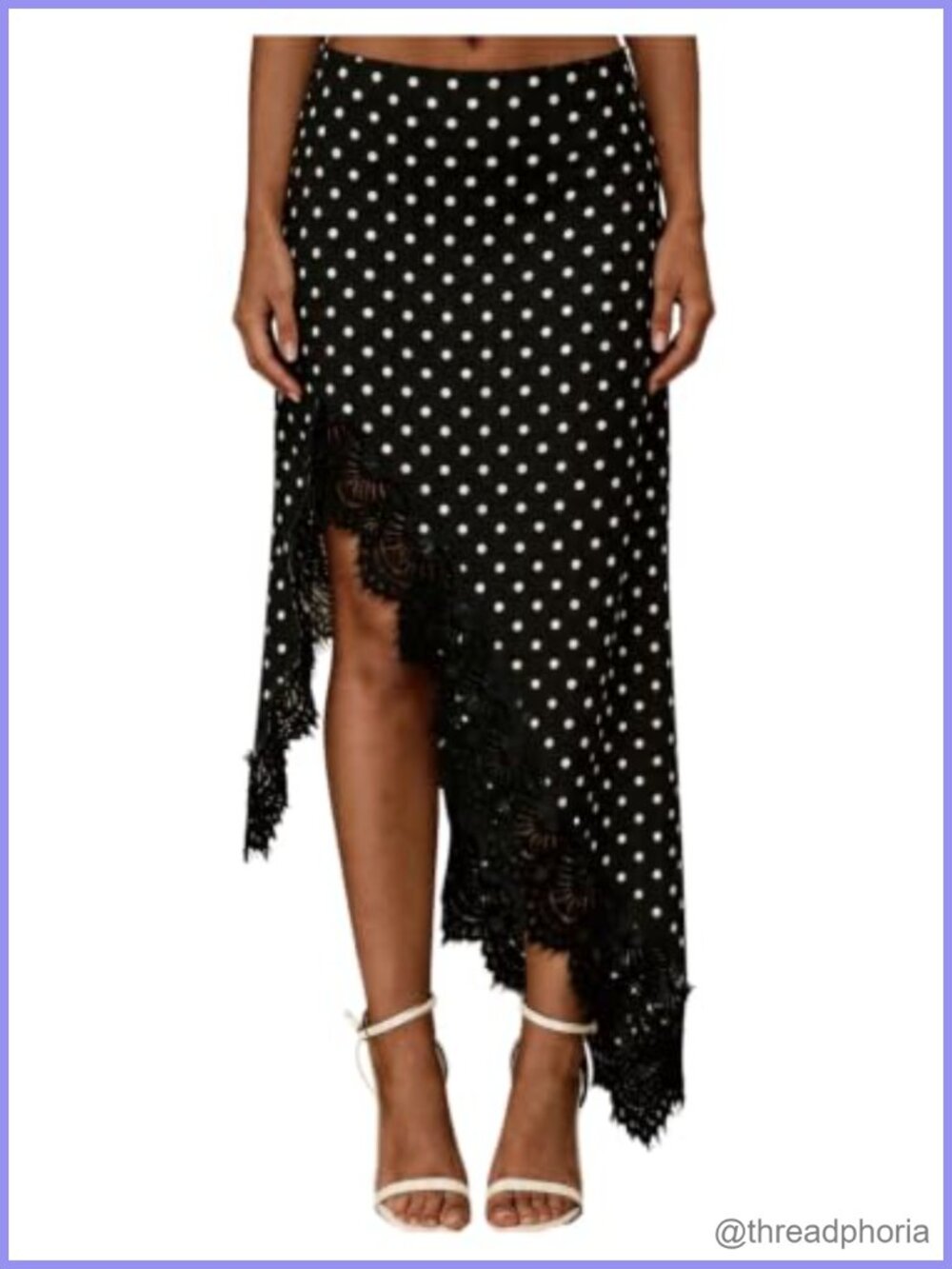 Lace Midi Maxi Skirt Polka Dot A Line Low Rise Slit Flowy